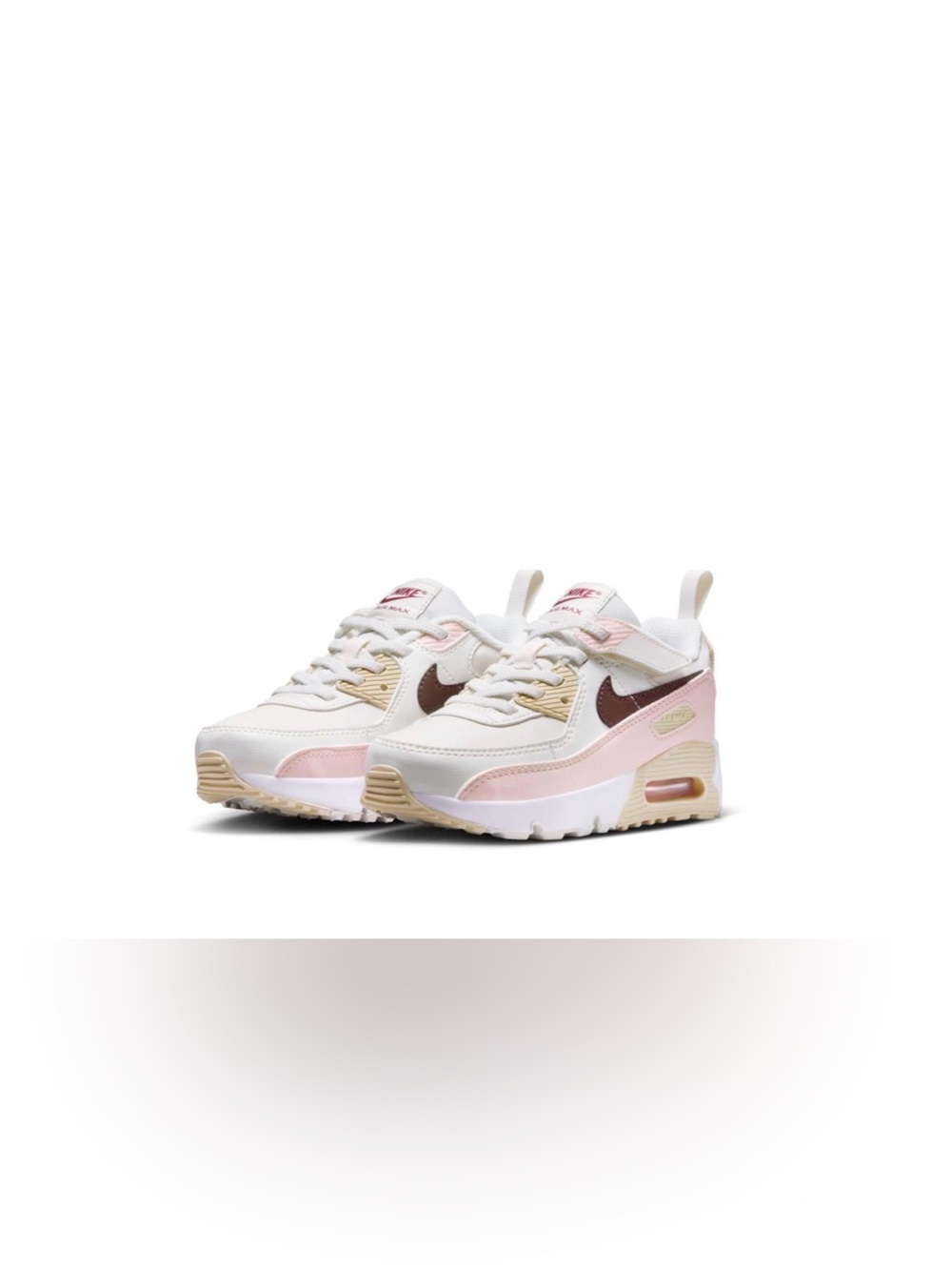 Nike Kids Air Max 90 Sneakers in White, Pink and Brown